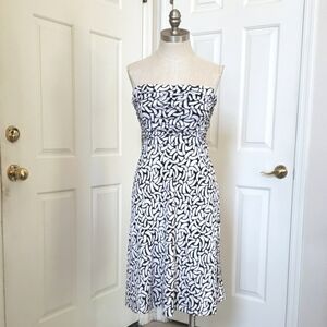 Vintage 90's FOREVER 21 Black White Strapless Dress Draped Ruched